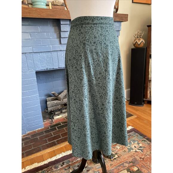 Vintage LL Bean L Petite Skirt A-Line Midi Below Knee Retro Elastic Waist Floral - Picture 3 of 12